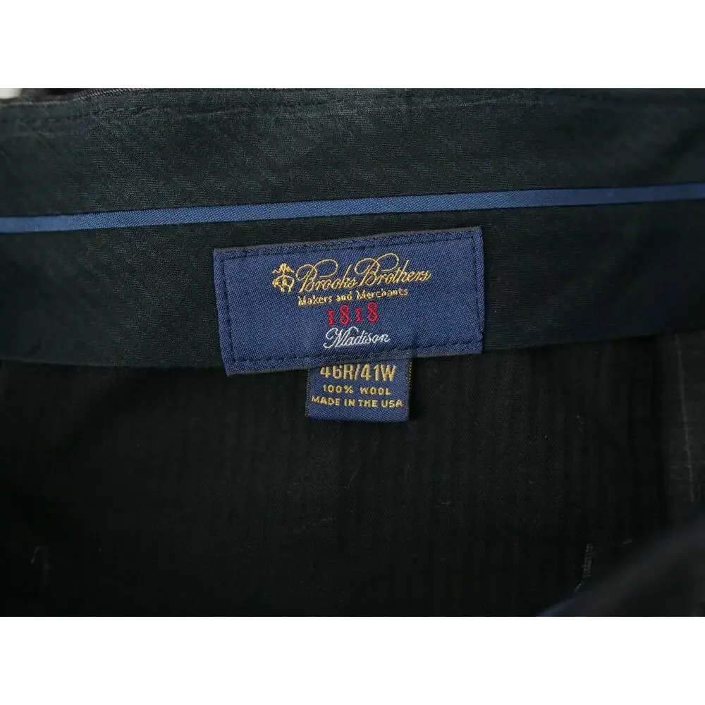 Brooks Brothers 1818 Madison Suit Pinstripe Gray 46R 41W Wool Trabaldo Togna
